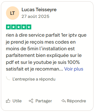Témoignage client vérifié sur la qualité du service et la simplicité d’installation, avec satisfaction totale.